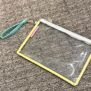 Clear Pouch with Yellow Trim and Aqua Strap